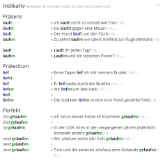 জার্মান ক্রিয়ার সংযোজনের জন্য উদাহরণ বাক্য